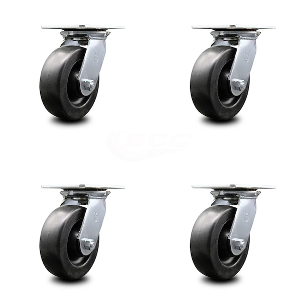 6 Inch Heavy Duty Polyolefin Caster Set with Ball Bearings SCC, 4PK